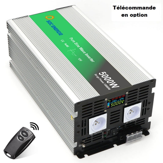 Convertisseur 12V 220V Pur Sinus 5000W + USB 5V – Très Haute Puissance Solaire et Camion