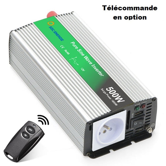 Convertisseur 12V 220V Pur Sinus 500W + USB 5V – Idéal Camping-Car et Batterie