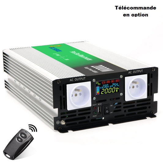 Convertisseur 24V 220V Pur Sinus 2000W + USB 5V – Haute Puissance Camion et Solaire