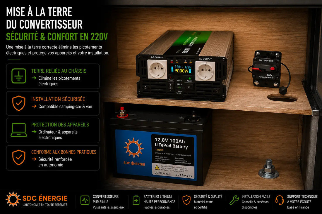 Mise à la terre d’un convertisseur 12V 220V en camping-car