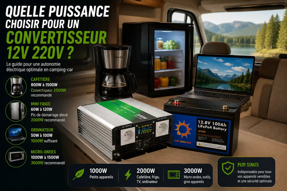 Installation convertisseur pur sinus 2000W avec batterie lithium 12V dans un camping-car