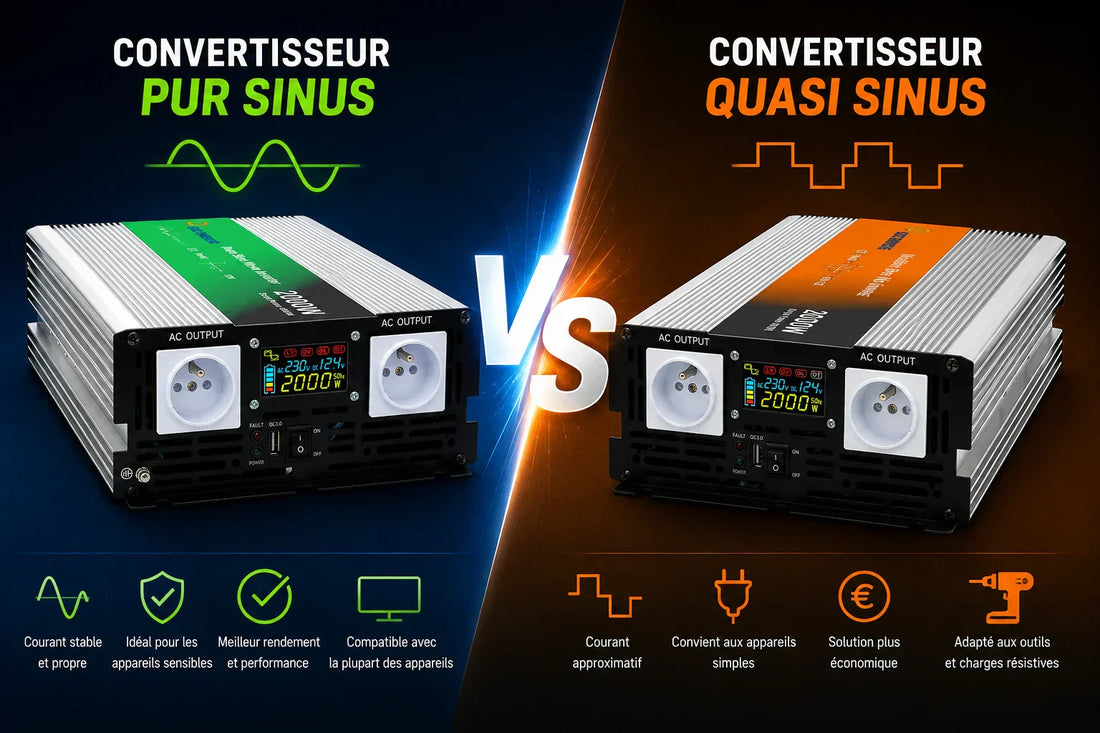 Comparaison entre convertisseur pur sinus et quasi sinus 12V 220V