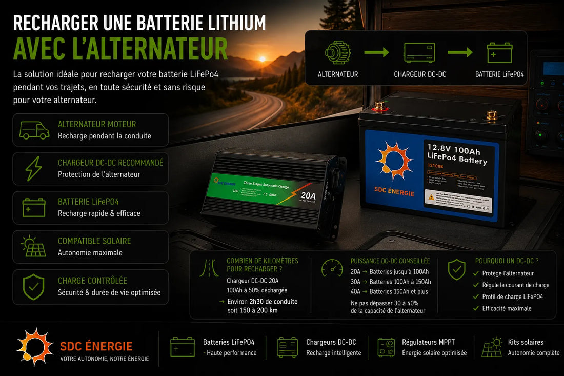 Recharge d’une batterie lithium LiFePO4 avec alternateur et chargeur DC-DC dans un van aménagé autonome