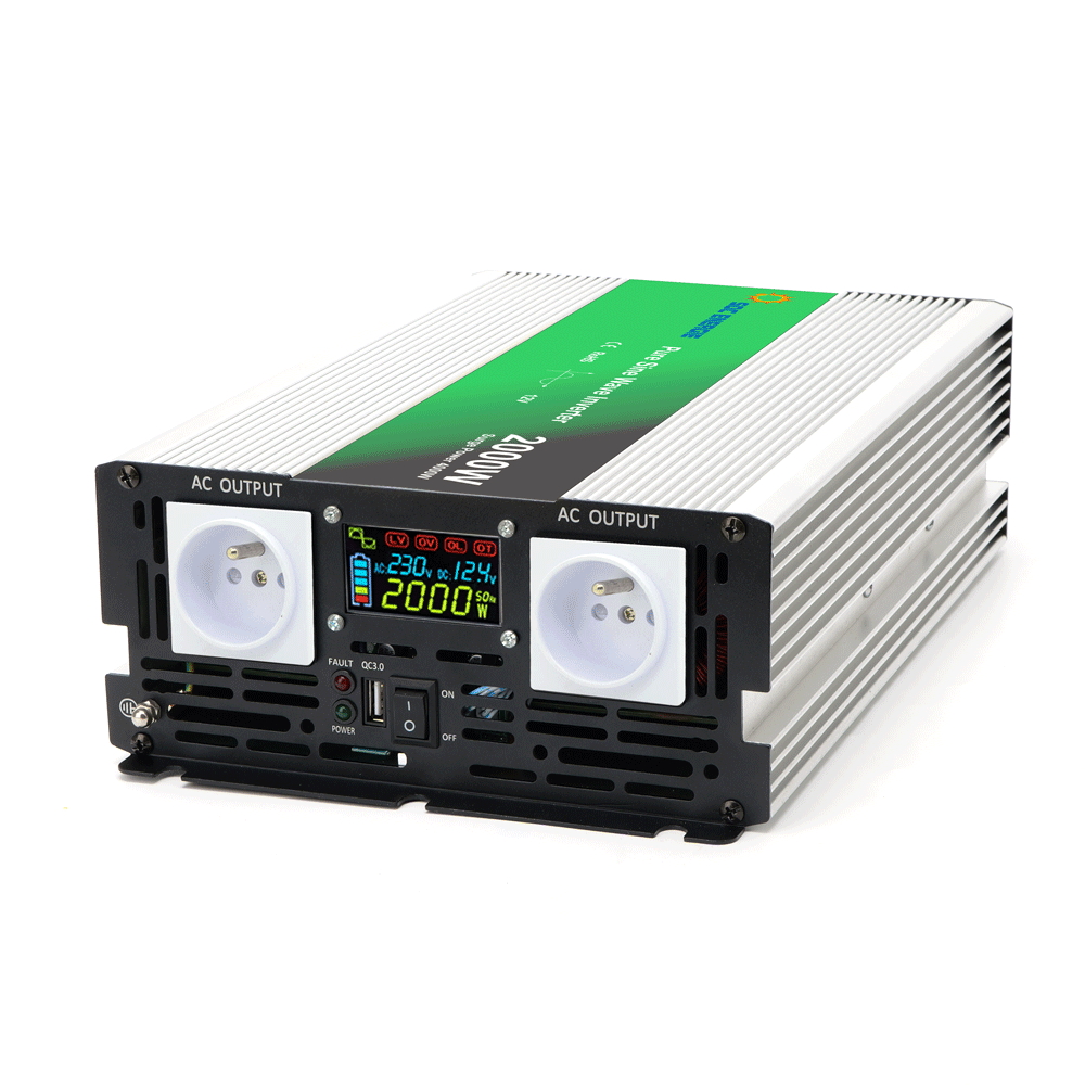 Convertisseur 12V 220V Pur Sinus 2000W + USB 5V – Haute Puissance Batterie et Solaire
