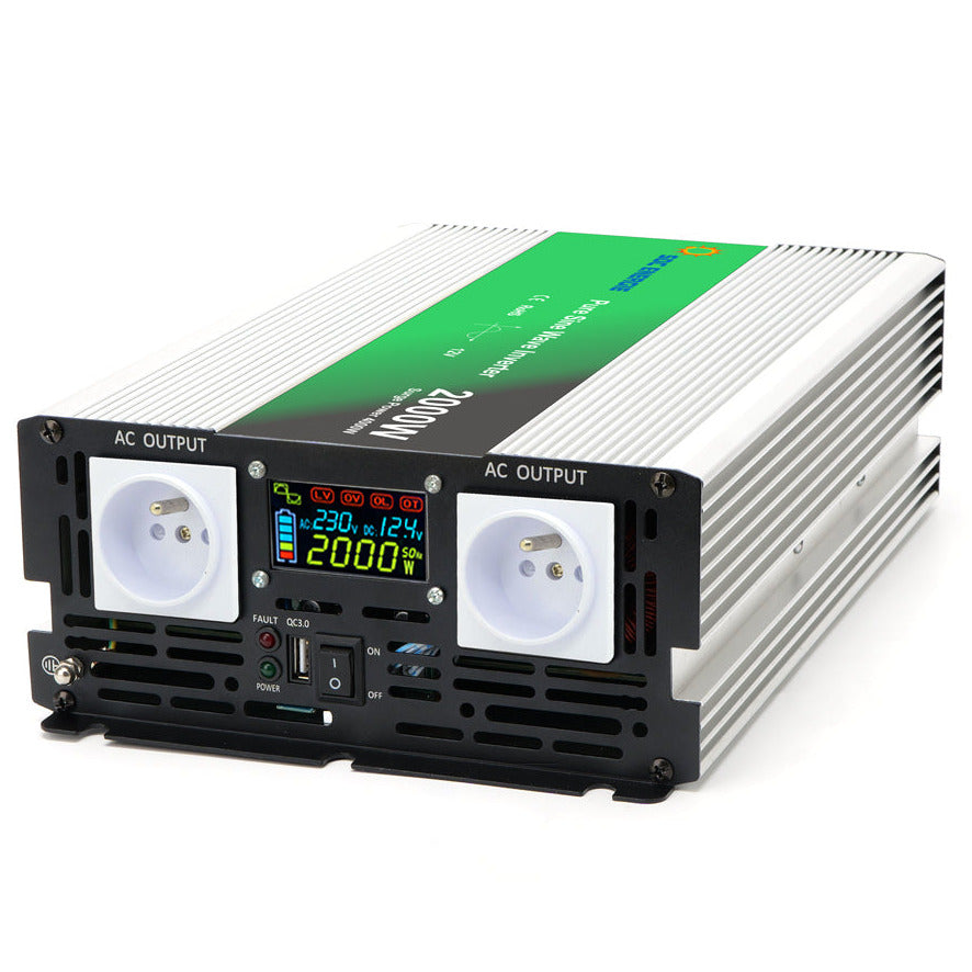 Convertisseur 12V 220V Pur Sinus 2000W + USB 5V – Haute Puissance Batterie et Solaire