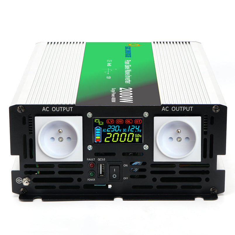 Convertisseur 12V 220V Pur Sinus 2000W + USB 5V – Haute Puissance Batterie et Solaire