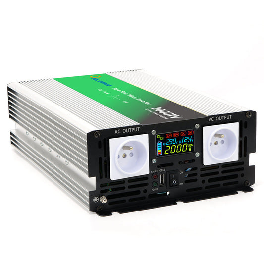 Convertisseur 12V 220V Pur Sinus 2000W + USB 5V – Haute Puissance Batterie et Solaire