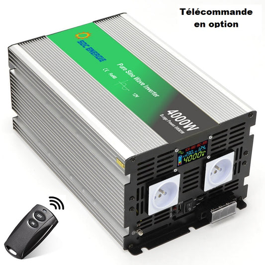 Convertisseur 12V 220V Pur Sinus 4000W + USB 5V – Très Haute Puissance Batterie 12V