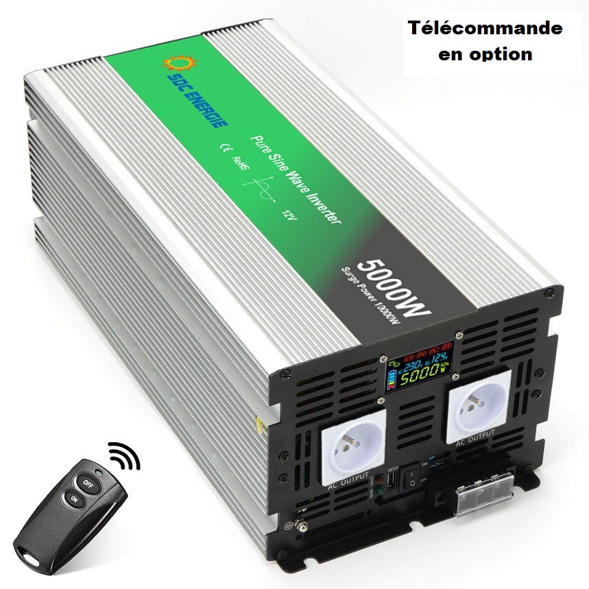 Convertisseur 12V 220V Pur Sinus 5000W + USB 5V – Très Haute Puissance Solaire et Camion