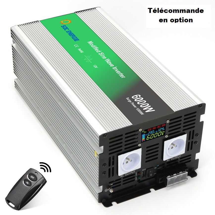 Convertisseur De Tension 6000W – DC 12V Vers AC 240V, Pour Voiture, PWM, Jaune, Sans Marque