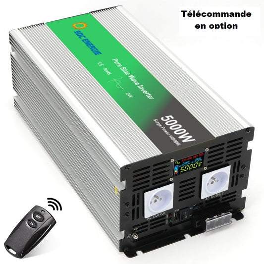Convertisseur 24V 220V Pur Sinus 5000W + USB 5V – Haute Puissance Camion et Solaire