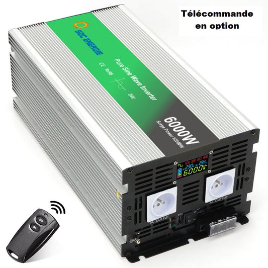 Convertisseur 24V 220V Pur Sinus 6000W + USB 5V – Puissance Maximale Camion et Solaire