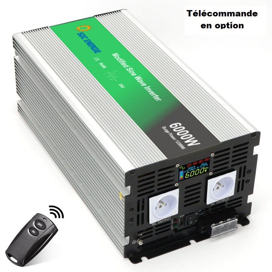 Convertisseur 24V 220V Quasi Sinus 6000W + USB 5V – Puissance Maximale Camion